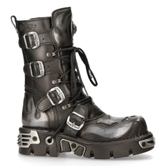 Leder Stiefelette Skull