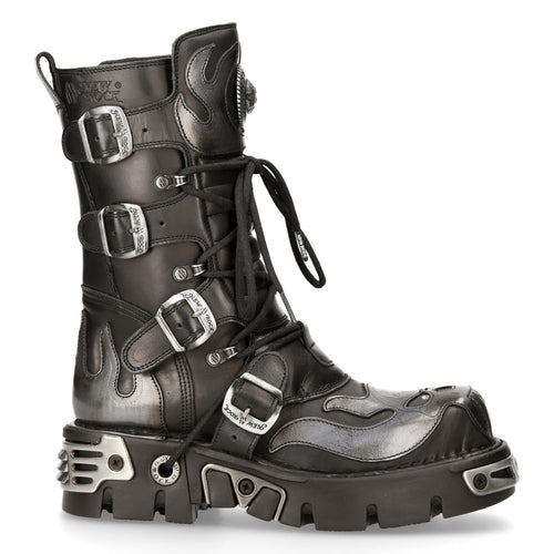 Leder Stiefelette Skull