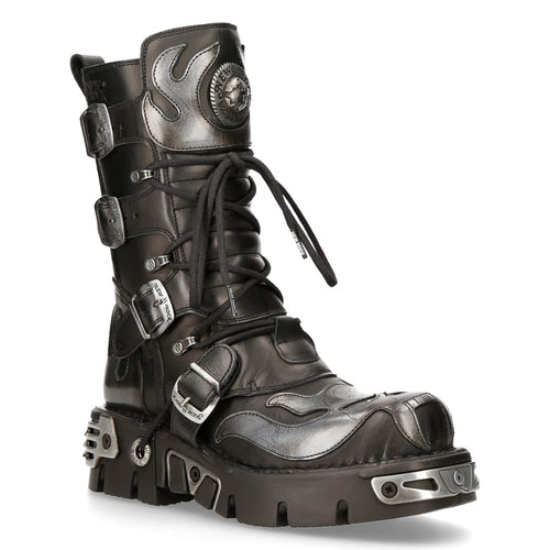 Leder Stiefelette Skull