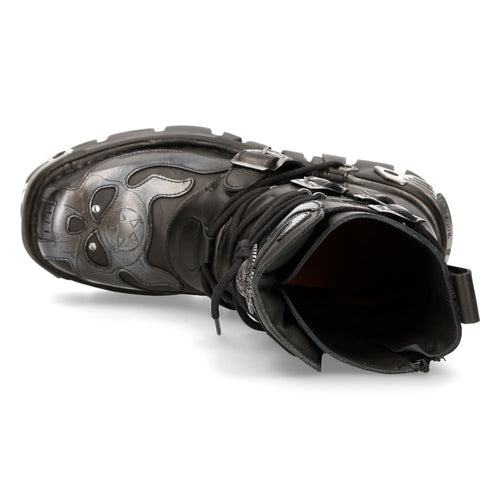Leder Stiefelette Skull