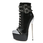 Platform ankle boots with rivets