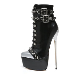 Platform ankle boots with rivets