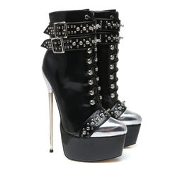 Platform ankle boots with rivets