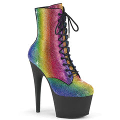 Rhinestone platform ankle boot Rainbow