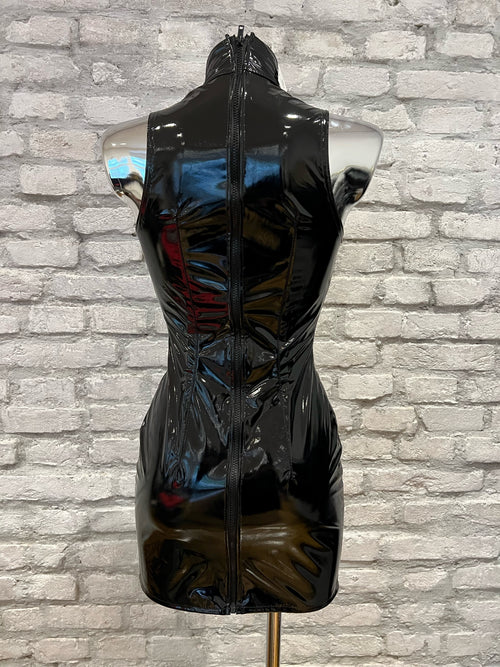 Lack Mini Kleid mit Tropfenausschnitt