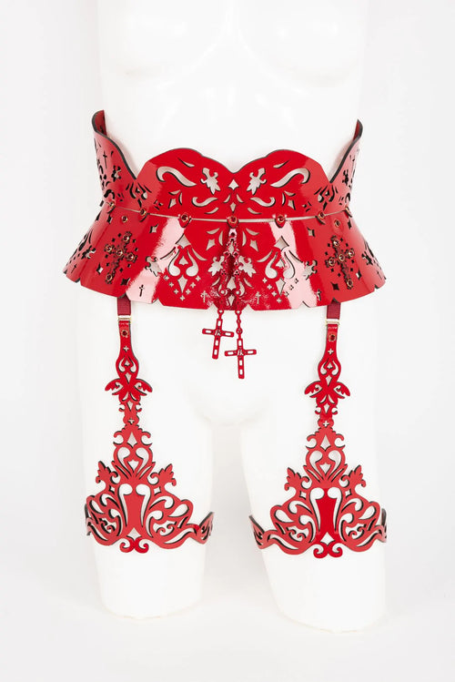 Lackleder Beinharness