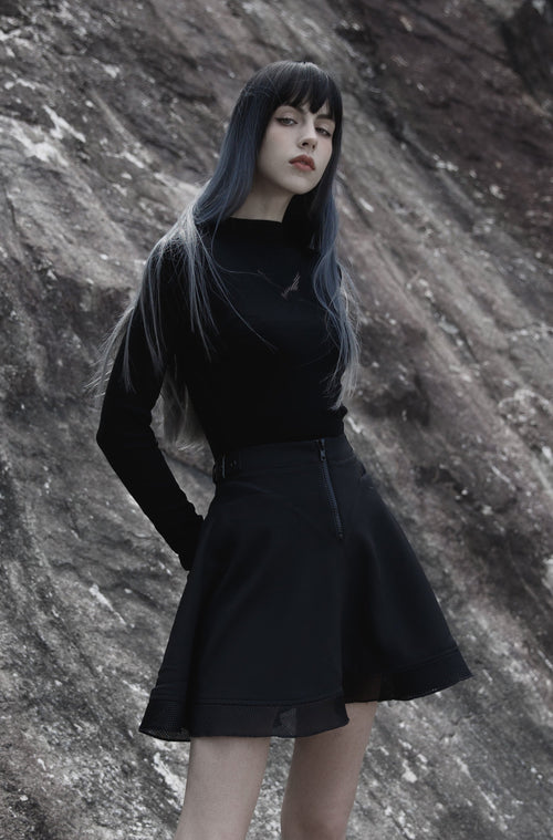 Ausgestellter Rock mit Netz