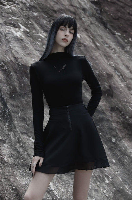 Ausgestellter Rock mit Netz