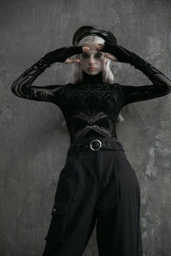 Meshoberteil mit Samtdruck