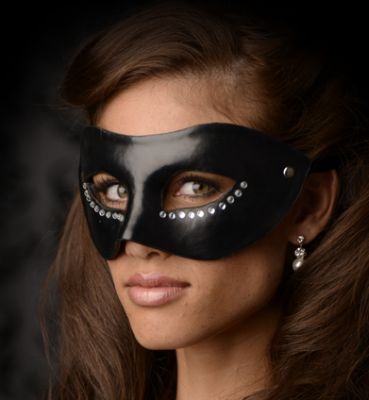 Faux leather mask with rhinestones