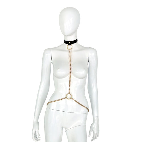 Leder Ketten Harness Gold