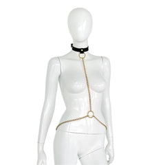 Leder Ketten Harness Gold