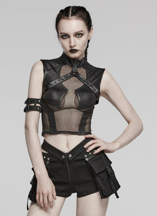 Wetlook Top mit Mesheinsatz