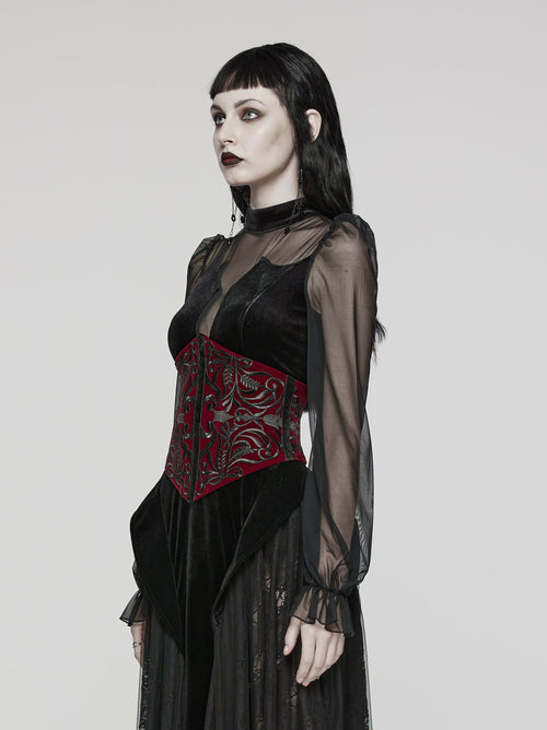 Samt Miedergürtel mit Stickerei