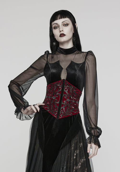 Samt Miedergürtel mit Stickerei