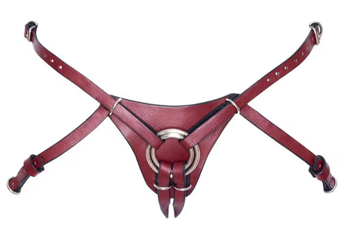 Suspender belt made of leather, adjustable