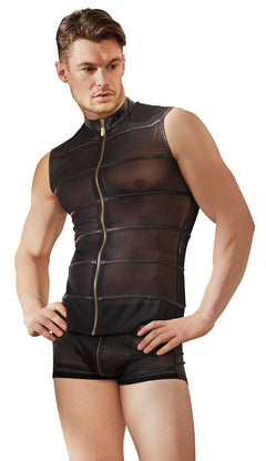 Mesh shirt with zipper