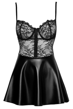 Lace and wetlook dress