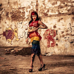 Latex net skirt rainbow