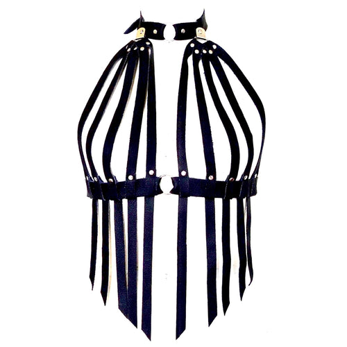 Leather harness with fringes