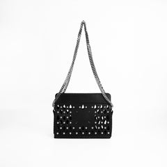 Leather handbag with rivets