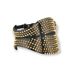 Leather corset belt with rivets