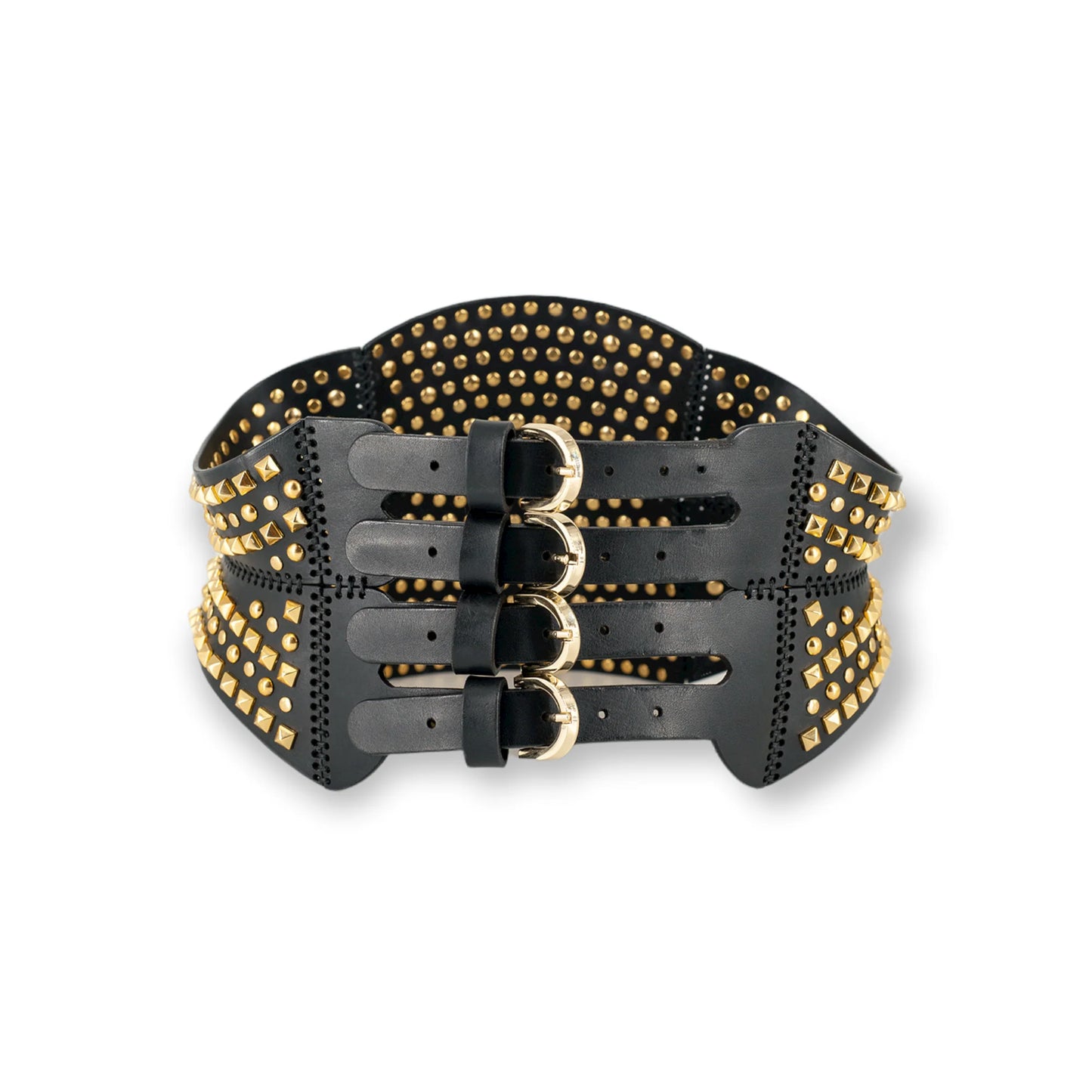 Leather corset belt with rivets