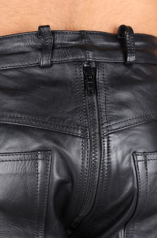 Leder Hose mit Durchgehendem Reißverschluss