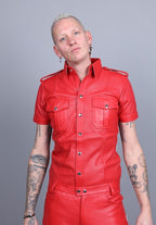 RED LEATHER SHIRT