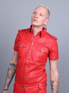 RED LEATHER SHIRT