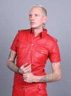 RED LEATHER SHIRT