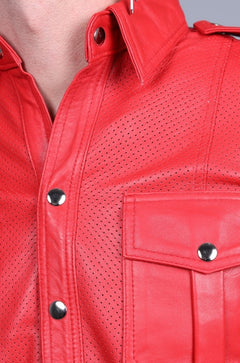 RED LEATHER SHIRT