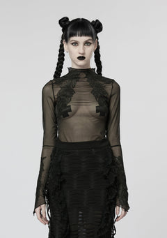 Meshoberteil mit Spitzendetails