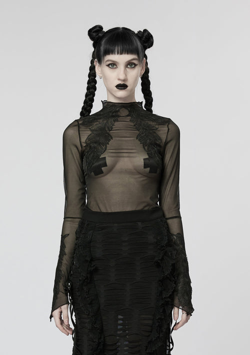 Meshoberteil mit Spitzendetails