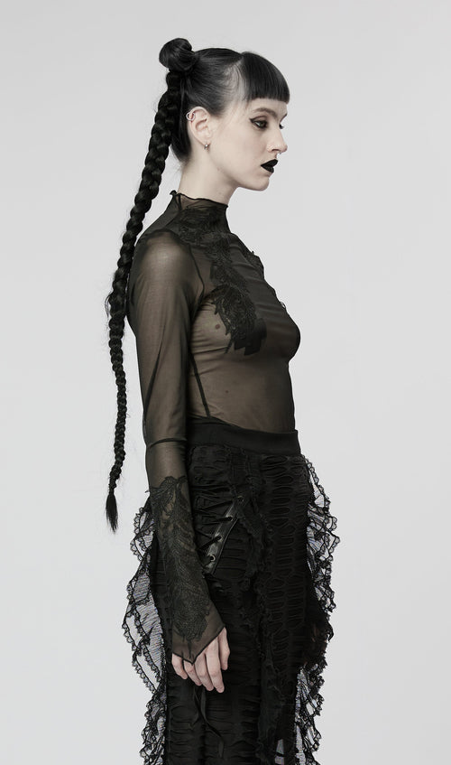 Meshoberteil mit Spitzendetails