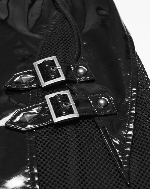 Lackkleid mit Netzeisatz