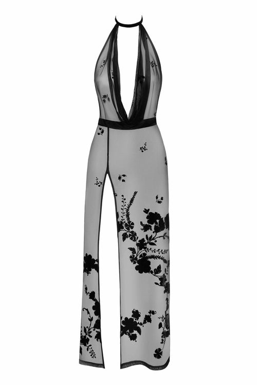 Transparentes Maxi Kleid mit Schlitz