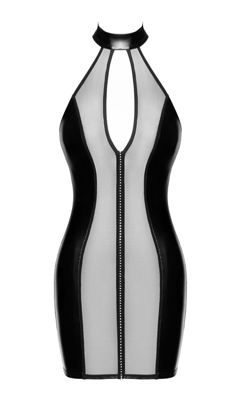 Wetlook Kleid mit Mesh