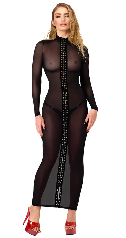 Langarm Maxikleid aus Mesh