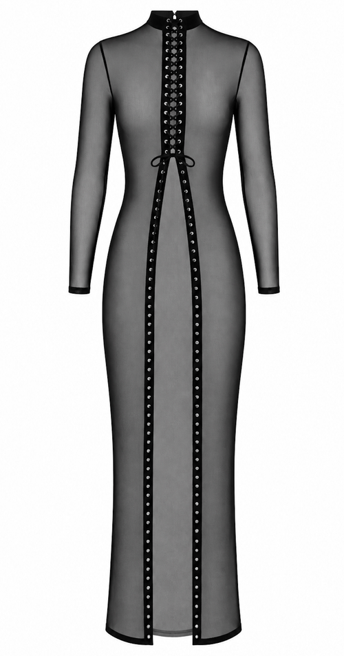 Langarm Maxikleid aus Mesh