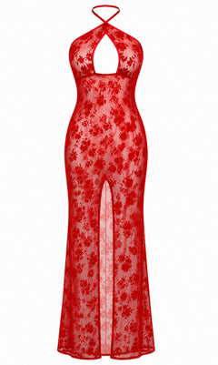Spitzenkleid mit Schlitz