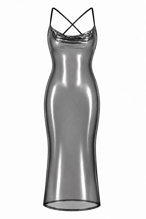 Maxikleid mit Wasserfallausschnitt