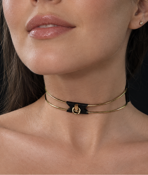 Exklusives Edelstahlhalsband mit Leder