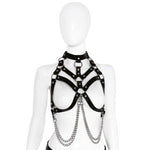 Real leather harness with chains