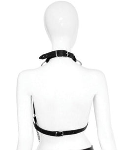 Real leather harness with chains