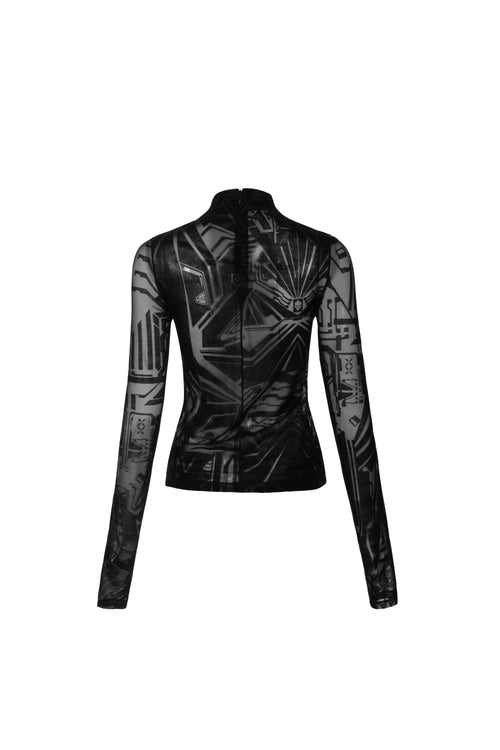 Meshoberteil mit Samtdruck