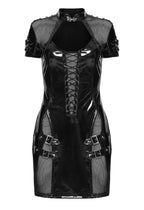 Lackkleid mit Netzeisatz