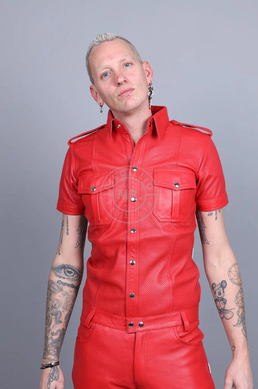 RED LEATHER SHIRT