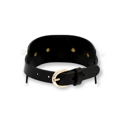 Leather studded collar with leash