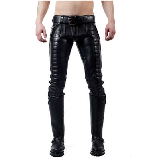 Luxury leather jeans with padding